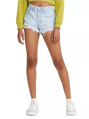 Levi's Light Blue Distressed Denim Cutoff Shorts